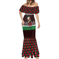 Christmas Golf Mermaid Dress with Elf Golfer Argyle Plaid and Snowflake Pattern - Wonder Print Shop