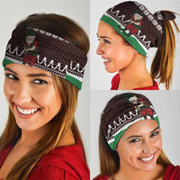 Christmas Golf Neck Gaiter with Elf Golfer Argyle Plaid and Snowflake Pattern - Wonder Print Shop