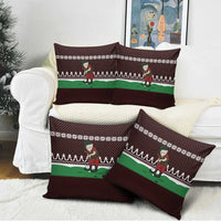 Christmas Golf Pillow Cover with Elf Golfer Argyle Plaid and Snowflake Pattern - Wonder Print Shop
