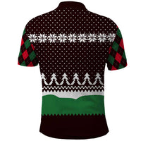 Christmas Golf Polo Shirt with Elf Golfer Argyle Plaid and Snowflake Pattern - Wonder Print Shop