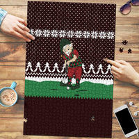 Christmas Golf Puzzle with Elf Golfer Argyle Plaid and Snowflake Pattern - Wonder Print Shop