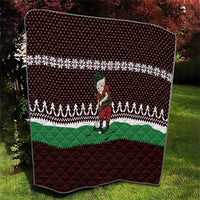 Christmas Golf Quilt with Elf Golfer Argyle Plaid and Snowflake Pattern - Wonder Print Shop