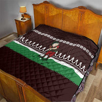 Christmas Golf Quilt with Elf Golfer Argyle Plaid and Snowflake Pattern - Wonder Print Shop
