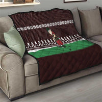 Christmas Golf Quilt with Elf Golfer Argyle Plaid and Snowflake Pattern - Wonder Print Shop