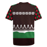 Christmas Golf Rugby Jersey with Elf Golfer Argyle Plaid and Snowflake Pattern - Wonder Print Shop