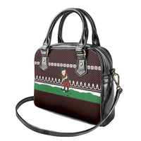 Christmas Golf Shoulder Handbag with Elf Golfer Argyle Plaid and Snowflake Pattern - Wonder Print Shop
