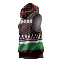 Christmas Golf Sleeveless Hoodie with Elf Golfer Argyle Plaid and Snowflake Pattern - Wonder Print Shop