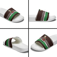 Christmas Golf Slide Sandals with Elf Golfer Argyle Plaid and Snowflake Pattern - Wonder Print Shop