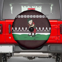 Christmas Golf Spare Tire Cover with Elf Golfer Argyle Plaid and Snowflake Pattern - Wonder Print Shop