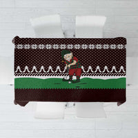 Christmas Golf Tablecloth with Elf Golfer Argyle Plaid and Snowflake Pattern - Wonder Print Shop