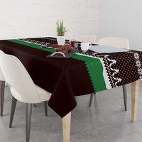 Christmas Golf Tablecloth with Elf Golfer Argyle Plaid and Snowflake Pattern - Wonder Print Shop