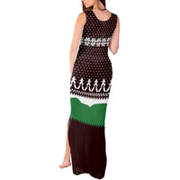Christmas Golf Tank Maxi Dress with Elf Golfer Argyle Plaid and Snowflake Pattern - Wonder Print Shop