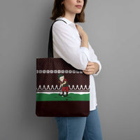 Christmas Golf Tote Bag with Elf Golfer Argyle Plaid and Snowflake Pattern - Wonder Print Shop
