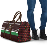 Christmas Golf Travel Bag with Elf Golfer Argyle Plaid and Snowflake Pattern - Wonder Print Shop