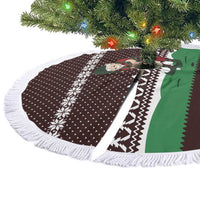 Christmas Golf Tree Skirt with Elf Golfer Argyle Plaid and Snowflake Pattern - Wonder Print Shop