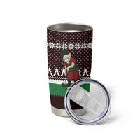 Christmas Golf Tumbler Cup with Elf Golfer Argyle Plaid and Snowflake Pattern - Wonder Print Shop