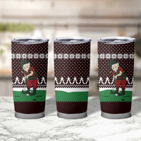 Christmas Golf Tumbler Cup with Elf Golfer Argyle Plaid and Snowflake Pattern - Wonder Print Shop