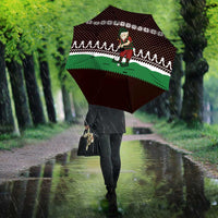 Christmas Golf Umbrella with Elf Golfer Argyle Plaid and Snowflake Pattern - Wonder Print Shop