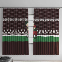 Christmas Golf Window Curtain with Elf Golfer Argyle Plaid and Snowflake Pattern - Wonder Print Shop
