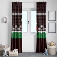 Christmas Golf Window Curtain with Elf Golfer Argyle Plaid and Snowflake Pattern - Wonder Print Shop