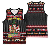 Guinea Pig Christmas Basketball Jersey with Santa Hats Tree and Festive Gift Pattern - Wonder Print Shop