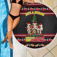 Guinea Pig Christmas Beach Blanket with Santa Hats Tree and Festive Gift Pattern - Wonder Print Shop