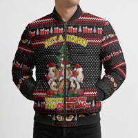 Guinea Pig Christmas Bomber Puffer Jacket with Santa Hats Tree and Festive Gift Pattern - Wonder Print Shop
