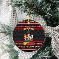 Guinea Pig Christmas Ceramic Ornament with Santa Hats Tree and Festive Gift Pattern - Wonder Print Shop