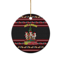 Guinea Pig Christmas Ceramic Ornament with Santa Hats Tree and Festive Gift Pattern - Wonder Print Shop