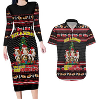 Guinea Pig Christmas Couples Matching Long Sleeve Bodycon Dress and Hawaiian Shirt with Santa Hats Tree and Festive Gift Pattern - Wonder Print Shop