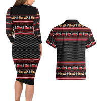 Guinea Pig Christmas Couples Matching Long Sleeve Bodycon Dress and Hawaiian Shirt with Santa Hats Tree and Festive Gift Pattern - Wonder Print Shop