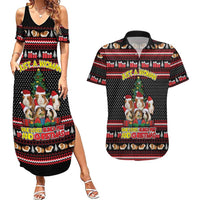 Guinea Pig Christmas Couples Matching Summer Maxi Dress and Hawaiian Shirt with Santa Hats Tree and Festive Gift Pattern - Wonder Print Shop
