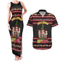 Guinea Pig Christmas Couples Matching Tank Maxi Dress and Hawaiian Shirt with Santa Hats Tree and Festive Gift Pattern - Wonder Print Shop