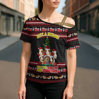 Guinea Pig Christmas Cross Shoulder Shirt with Santa Hats Tree and Festive Gift Pattern - Wonder Print Shop