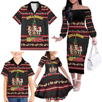 Guinea Pig Christmas Family Matching Off The Shoulder Long Sleeve Dress and Hawaiian Shirt with Santa Hats Tree and Festive Gift Pattern - Wonder Print Shop