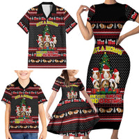 Guinea Pig Christmas Family Matching Short Sleeve Bodycon Dress and Hawaiian Shirt with Santa Hats Tree and Festive Gift Pattern - Wonder Print Shop