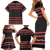 Guinea Pig Christmas Family Matching Short Sleeve Bodycon Dress and Hawaiian Shirt with Santa Hats Tree and Festive Gift Pattern - Wonder Print Shop