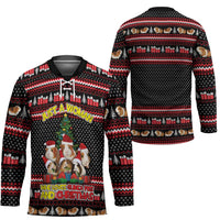 Guinea Pig Christmas Hockey Jersey with Santa Hats Tree and Festive Gift Pattern - Wonder Print Shop
