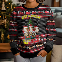 Guinea Pig Christmas Kid Ugly Christmas Sweater with Santa Hats Tree and Festive Gift Pattern - Wonder Print Shop