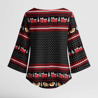 Guinea Pig Christmas Kimono Sleeve Blouse with Santa Hats Tree and Festive Gift Pattern - Wonder Print Shop