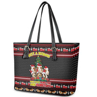 Guinea Pig Christmas Leather Tote Bag with Santa Hats Tree and Festive Gift Pattern - Wonder Print Shop