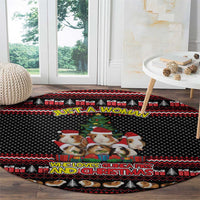 Guinea Pig Christmas Round Carpet with Santa Hats Tree and Festive Gift Pattern - Wonder Print Shop