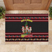 Guinea Pig Christmas Rubber Doormat with Santa Hats Tree and Festive Gift Pattern - Wonder Print Shop
