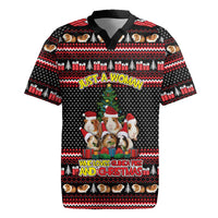 Guinea Pig Christmas Rugby Jersey with Santa Hats Tree and Festive Gift Pattern - Wonder Print Shop
