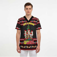 Guinea Pig Christmas Scrub Top with Santa Hats Tree and Festive Gift Pattern - Wonder Print Shop