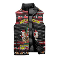 Guinea Pig Christmas Sleeveless Puffer Jacket with Santa Hats Tree and Festive Gift Pattern - Wonder Print Shop