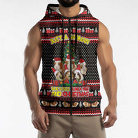 Guinea Pig Christmas Sleeveless Zip Hoodie with Santa Hats Tree and Festive Gift Pattern - Wonder Print Shop