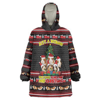 Guinea Pig Christmas Wearable Blanket Hoodie with Santa Hats Tree and Festive Gift Pattern - Wonder Print Shop