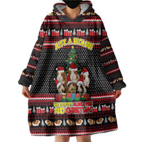 Guinea Pig Christmas Wearable Blanket Hoodie with Santa Hats Tree and Festive Gift Pattern - Wonder Print Shop
