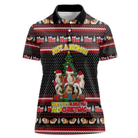 Guinea Pig Christmas Women Polo Shirt with Santa Hats Tree and Festive Gift Pattern - Wonder Print Shop